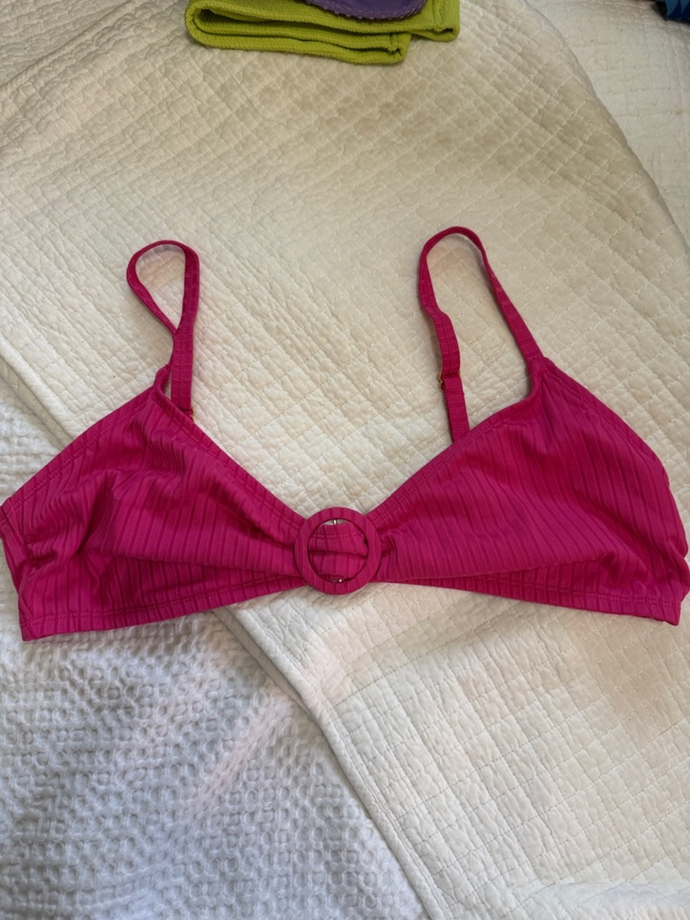 Fuchsia Ring-Detail Bikini Top
